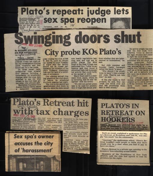Archival NY Post clips about the closing of Plato's Retreat.