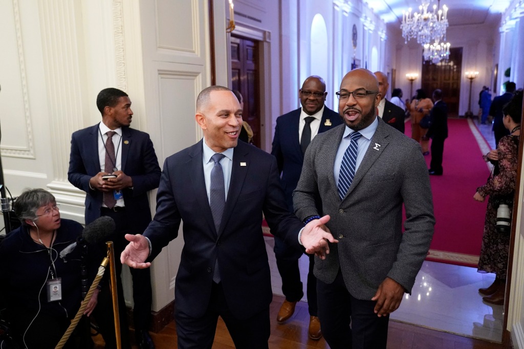 Biden joked at the event that House Minority Leader Hakeem Jeffries doesn't speak to him anymore after he campaigned for him.