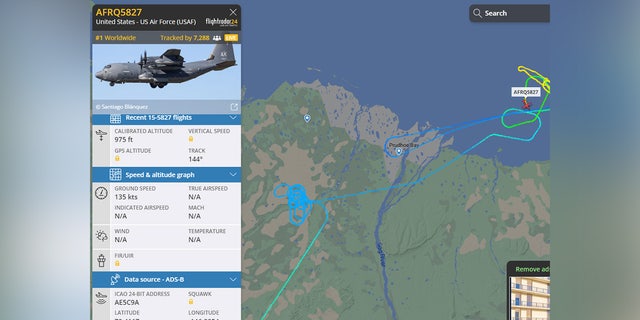 Flightradar24 animation of the flight path taken by the U.S. Air Force jet that shot down the unidentified object on Feb. 10, 2023. 