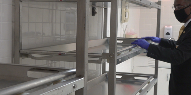 Morgue with empty shelves