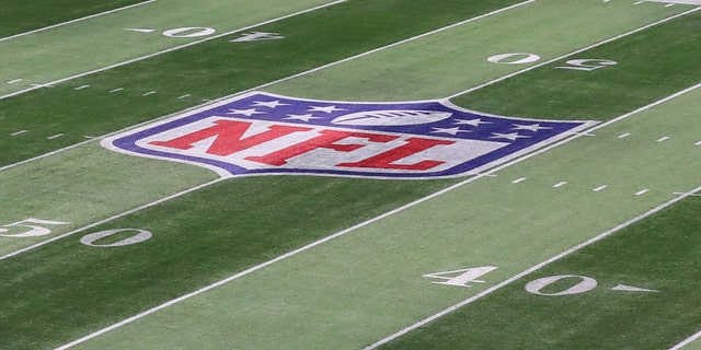 The NFL logo on the field inside Mercedes-Benz Stadium during Super Bowl week Jan. 28, 2019, in Atlanta.   