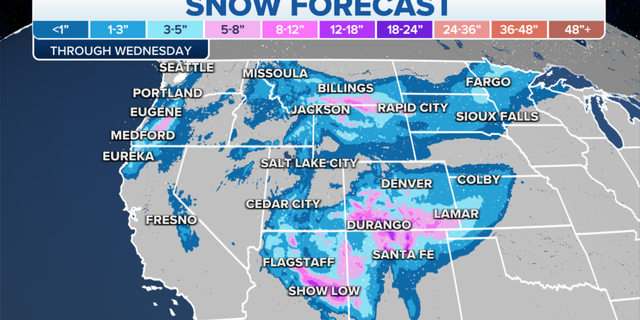 Snow forecast across the West