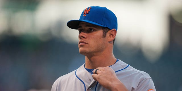 New York Mets catcher Anthony Recker during a regular season Major League Baseball game between the New York Mets and the Colorado Rockies at Coors Field in Denver, Colorado. 