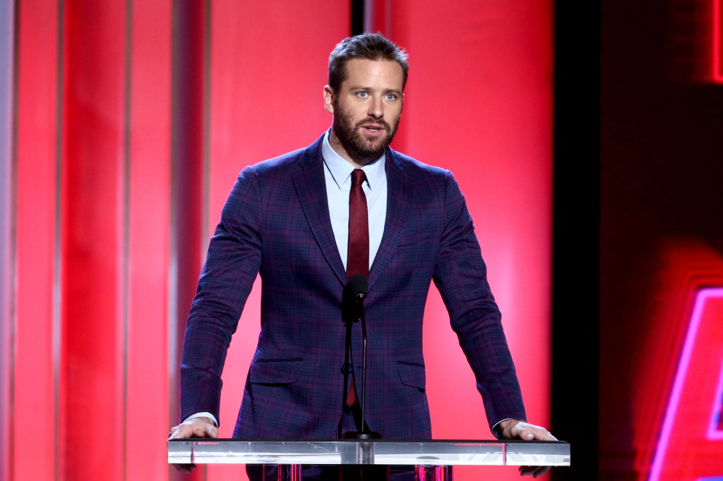 Armie Hammer presenting at the 2019 Film Independent Spirit Awards.