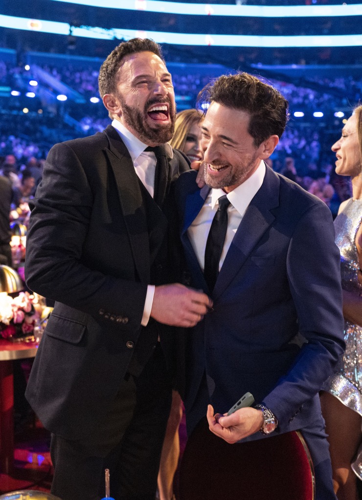 Ben Affleck and Adrien Brody seen during the 65th GRAMMY Awards