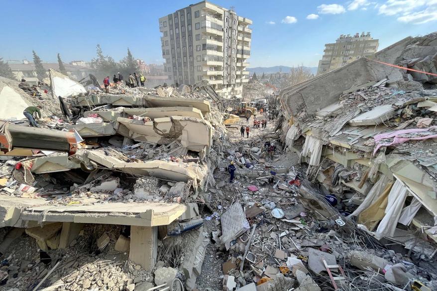Building rubble following earthquake