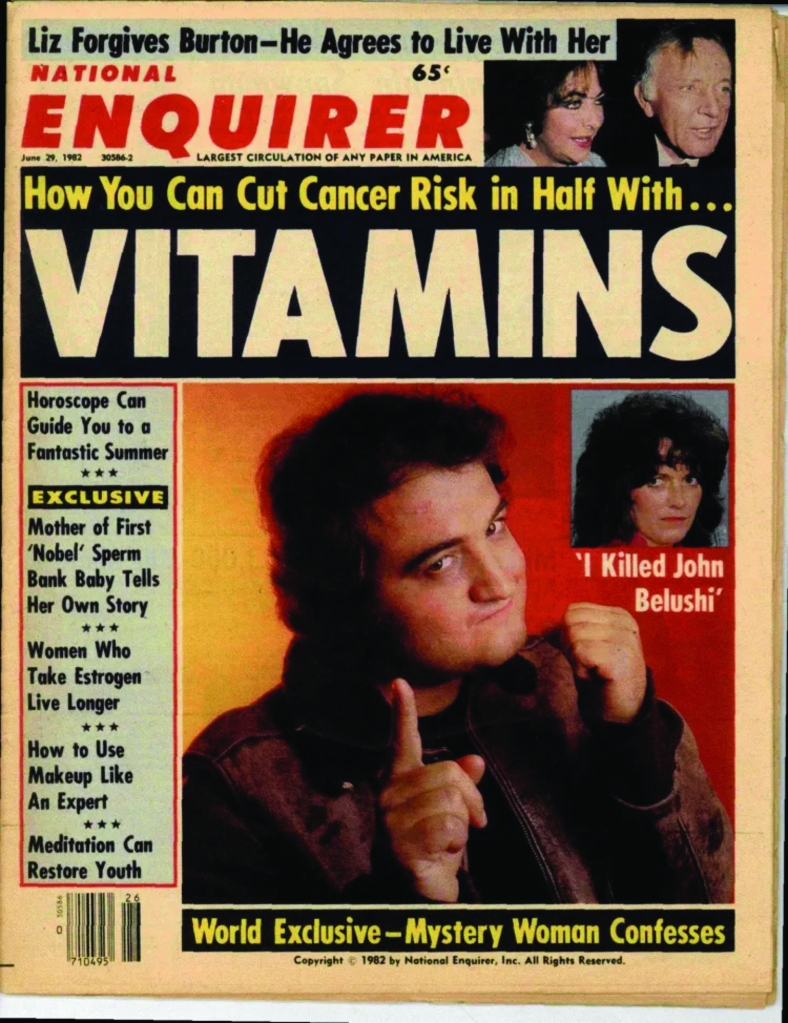 National Enquirer cover featuring John Belushi