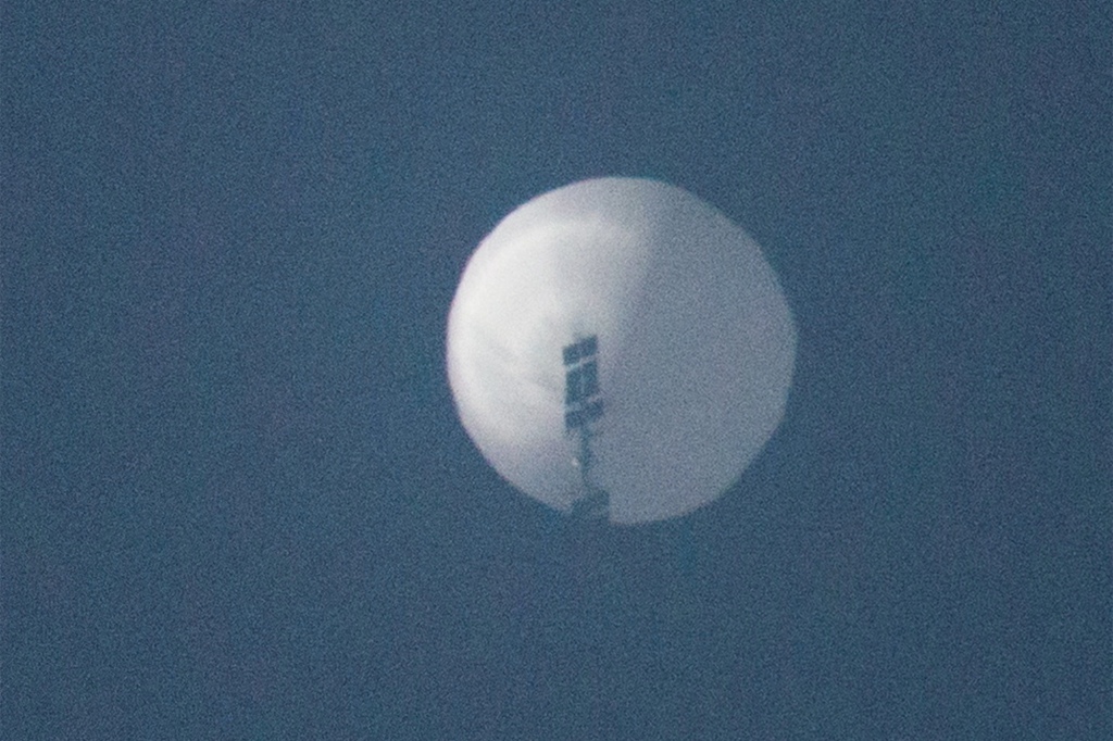 A balloon flies in the sky over Billings, Montana, U.S. February 1, 2023.