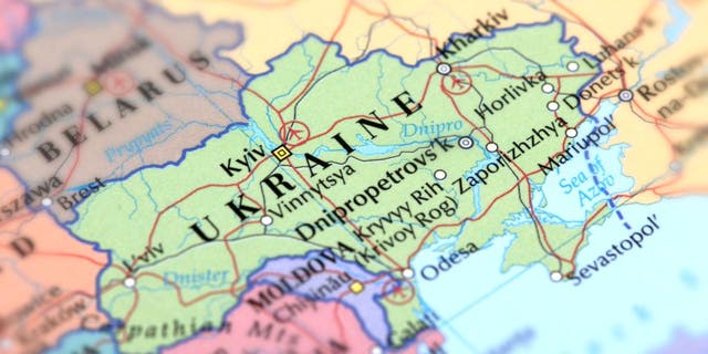 A map shows Ukraine's position next to Moldova north of the Black Sea.