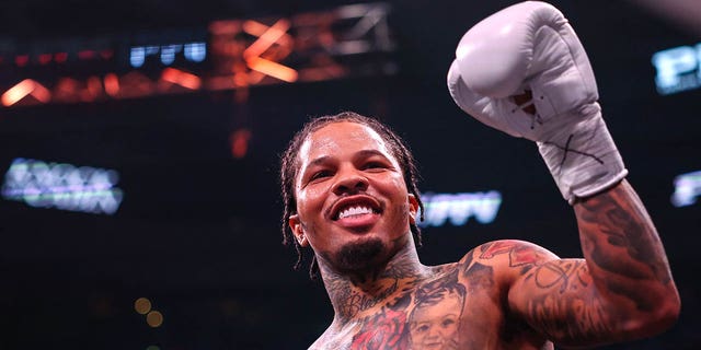 Gervonta Davis before fighting Hector Luis Garcia in their WBA world lightweight championship bout at Capital One Arena Jan. 7, 2023, in Washington, D.C.