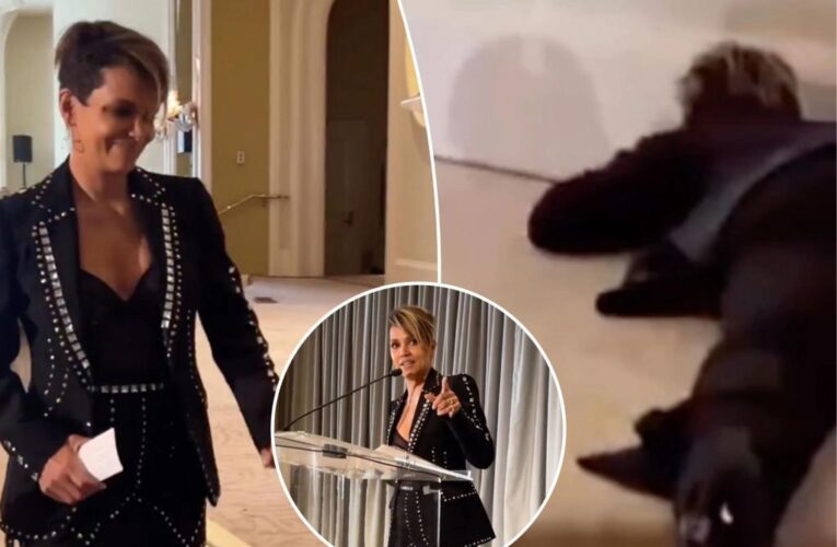 Halle Berry falls onstage at charity event, jokes on Instagram