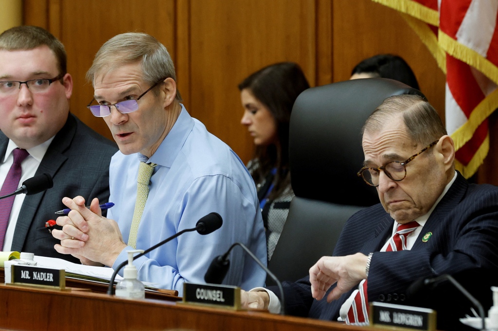 House Judiciary Committee Chairman Jim Jordan (R-OH) and ranking member Rep. Jerry Nadler (D-NY) preside over a hearing on border security.