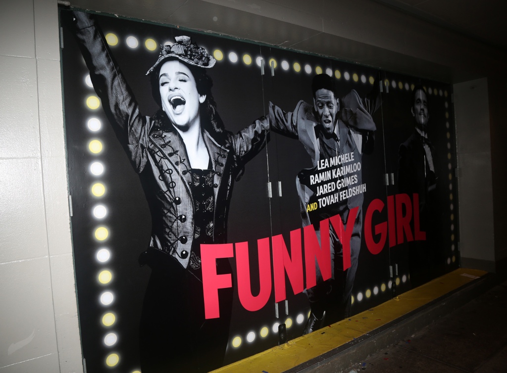 Signage at Lea Michele's first performance in "Funny Girl" on Broadway at The August Wilson Theatre on Sept. 6, 2022.