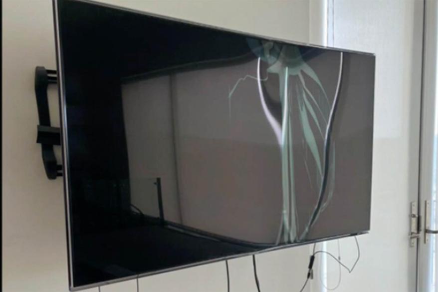 Destroyed TV at home where wild party was held without the permission of homeowners