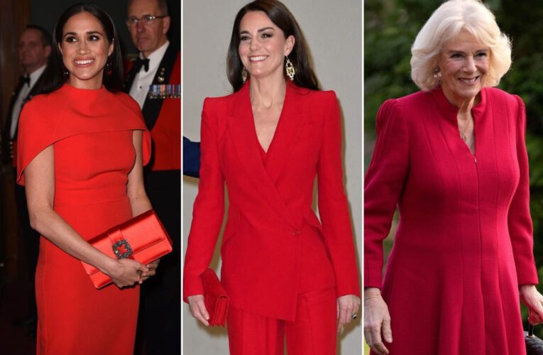 Kate Middleton and Camilla wear red like Meghan Markle