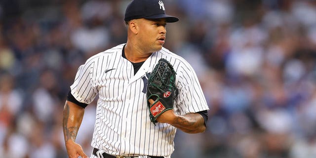 Frankie Montas of the New York Yankees in action against the Toronto Blue Jays at Yankee Stadium Aug. 18, 2022, in New York City. 