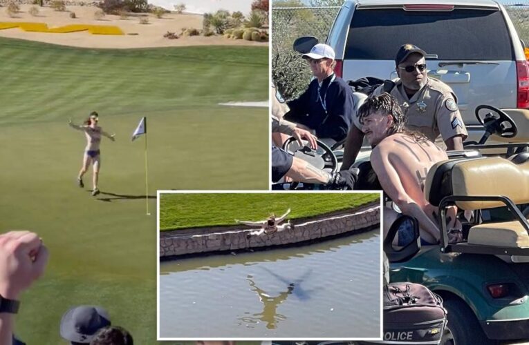 ‘Mullet streaker’ arrested after diving into pond at Phoenix Open golf event