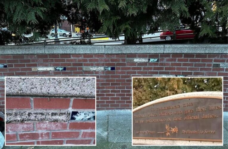 Portland Police Memorial honoring fallen officers, vandalized