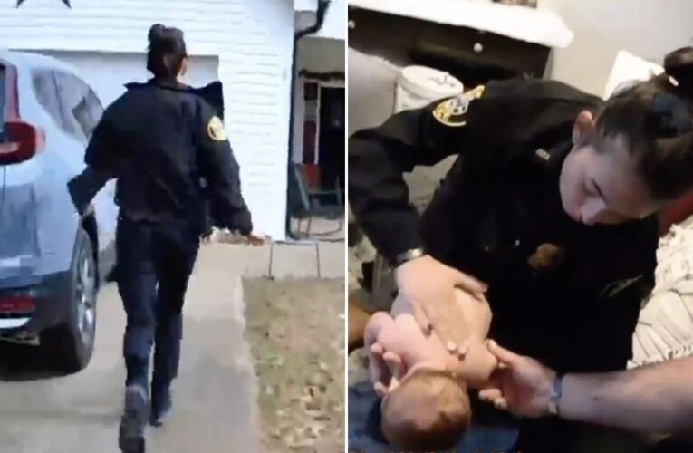 Georgia hero cop Alexis Callaway saves choking baby: bodycam