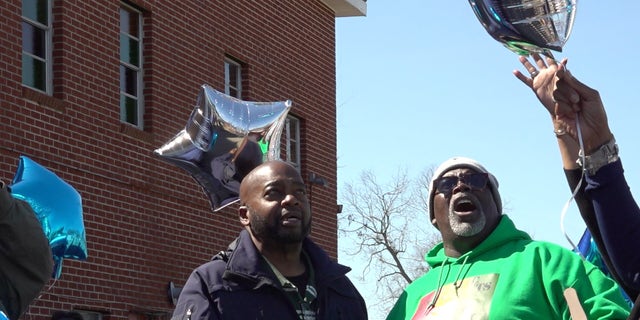 St. Paul Missionary Baptist Church releases balloons in honor of what would have been Grant Jr.'s 21st birthday before he was shot and killed.