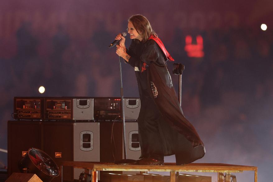 Ozzy Osbourne of Black Sabbath performs during the Birmingham 2022 Commonwealth Games Closing Ceremony at Alexander Stadium on August 08, 2022 on the Birmingham, England.