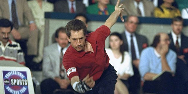 Pete Weber in action during game at the PBA Tournament of Champions at Riviera Lanes in Fairlawn, Ohio, April 23, 1994.