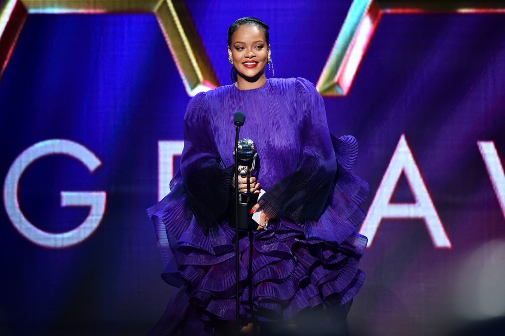 Rihanna accepting an award