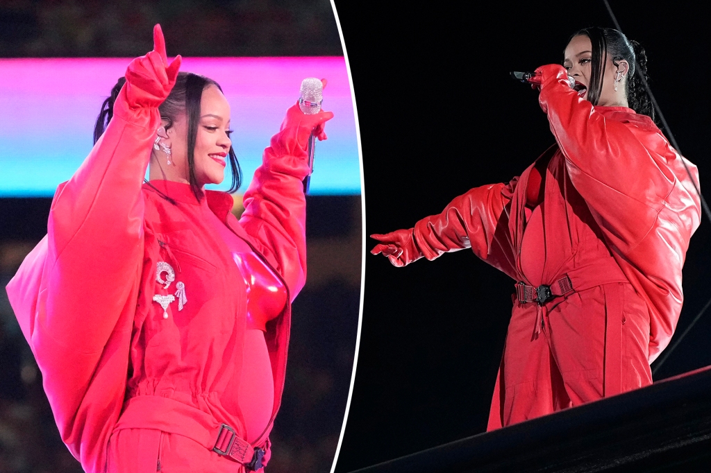 Rihanna on stage for the first time in seven years at Super Bowl 2023.