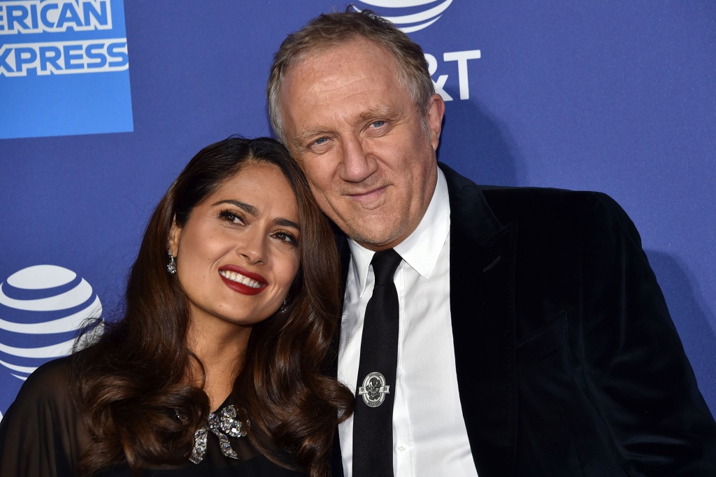 Salma Hayek with her husband, French businessman Francois-Henri Pinault, in 2020.