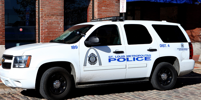 A St. Louis Police vehicle sits on a street in LaClede's Landing in St. Louis, Mo., Nov. 15, 2015.