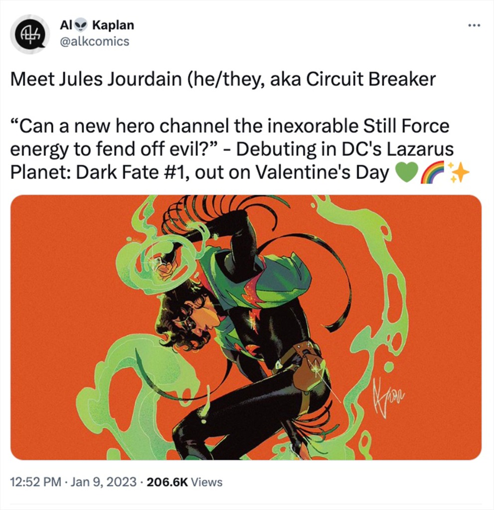 DC editor Andrea Shea tweeted about the latest woke addition to the pantheon of DC Comics superheroes.