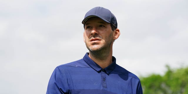 Former NFL player Tony Romo looks on during round two of the ClubCorp Classic at Las Colinas Country Club on April 23, 2022 in Irving, Texas.