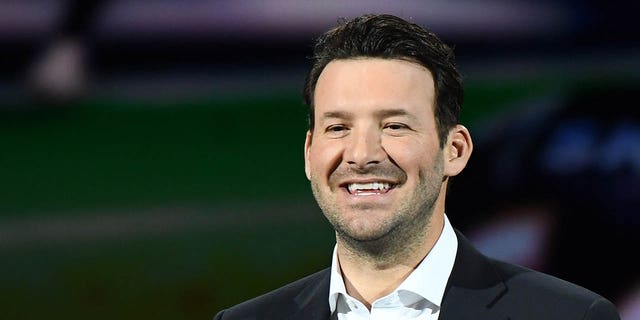 CBS Sports analyst Tony Romo speaks during a keynote address by Intel Corp. CEO Brian Krzanich at CES 2018 at Park Theater at Monte Carlo Resort and Casino in Las Vegas Jan. 8, 2018.