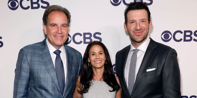 Jim Nantz, Tracy Wolfson, and Tony Romo attend the 2017 CBS Upfront at The Plaza Hotel on May 17, 2017 in New York City. 