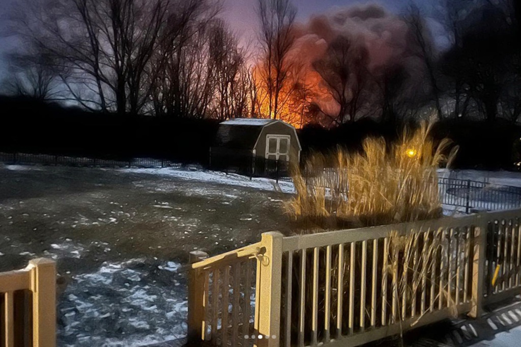 Scene from a home of the smoke caused by the East Palestine train derailment fire