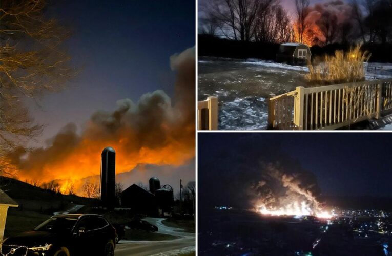 East Palestine, Ohio train derailment fire in keeps burning