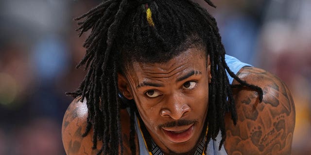 Ja Morant #12 of the Memphis Grizzlies looks on against the Golden State Warriors during Game 3 of the 2022 NBA Playoffs Western Conference Semifinals on May 7, 2022 at Chase Center in San Francisco, California.