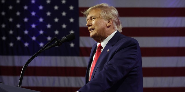 Former President Donald Trump addresses the annual Conservative Political Action Conference (CPAC) at Gaylord National Resort &amp;amp; Convention Center on March 4, 2023 in National Harbor, Maryland.