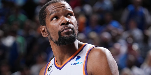 Kevin Durant of the Phoenix Suns during the game March 5, 2023, at American Airlines Center in Dallas.