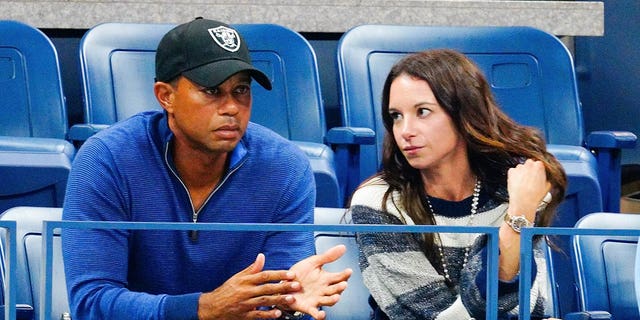 Tiger Woods and Erica Herman cheer on Rafael Nadal at the 2019 U.S. Open in New York City.