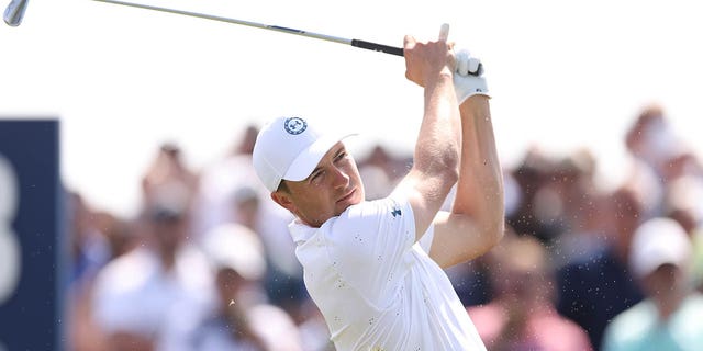 Jordan Spieth of the U.S. plays his shot from the third tee during the second round of the Players Championship on the Players Stadium Course at TPC Sawgrass March 10, 2023, in Ponte Vedra Beach, Fla. 