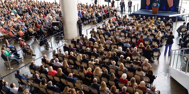 Florida Republican Gov. Ron DeSantis addresses supporters at Ronald Reagan Presidential Library in Simi Valley, Calif., Sunday, March 5, 2023.