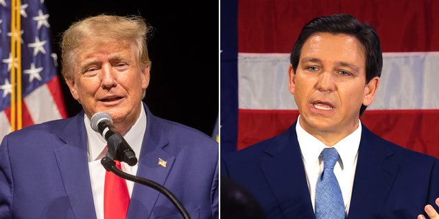 File photos of former President Donald Trump, left, and Florida Gov. Ron DeSantis.