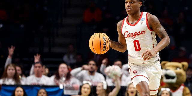 Houston guard Marcus Sasser brings the ball up during the first half of a first-round NCAA Tournament game against Northern Kentucky in Birmingham, Ala., Thursday, March 16, 2023. 