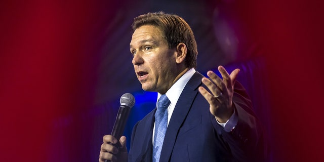 Gov. Ron DeSantis speaks at an event in Des Moines, Iowa, on March 10, 2023.