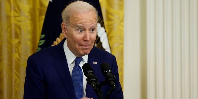 President Biden speaks at an event marking the 13th anniversary of the Affordable Care Act in the East Room of the White House on March 23, 2023, in Washington, D.C. 