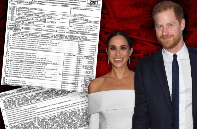Archewell tax filing says Meghan, Harry worked just one hour a week
