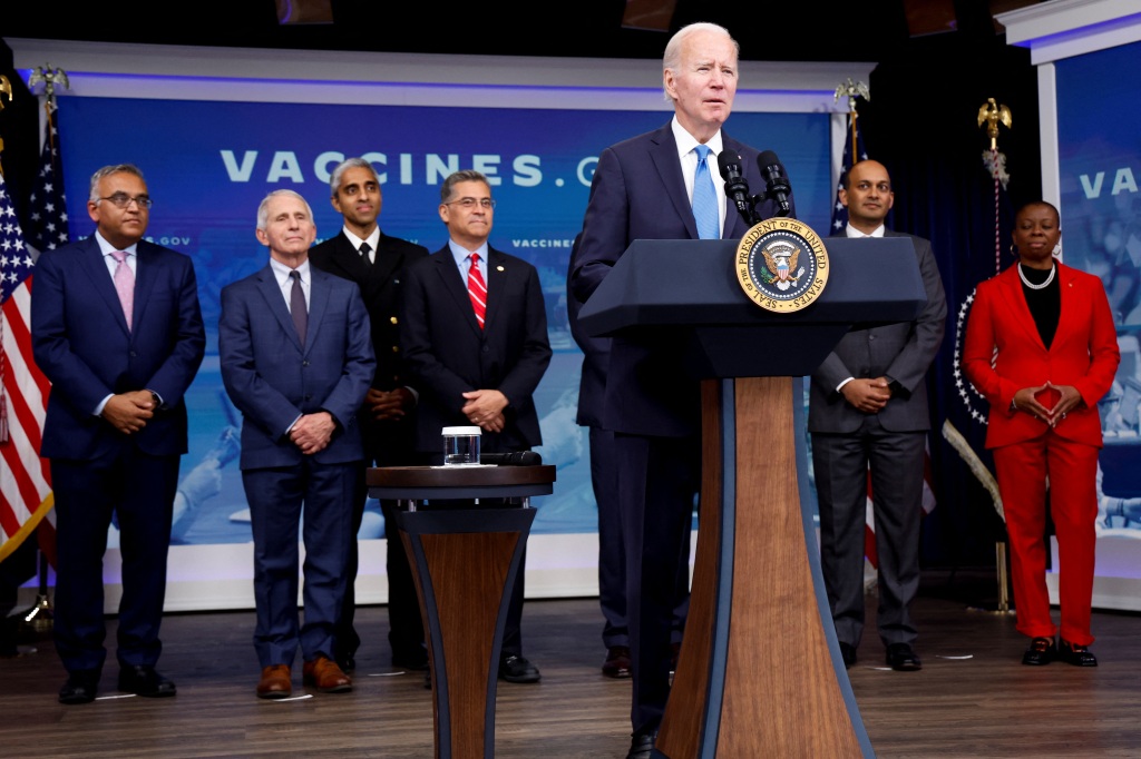 President Biden, backed by the White House Covid Response Team and health business leaders, delivers remarks while launching a new plan for Americans to receive booster shots and vaccinations against COVID-19. 
