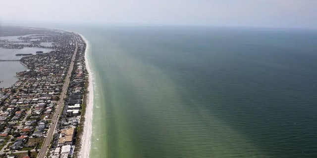 Red tide is observed near Pinellas County beaches off Redington Beach, Fla., during a flight with SouthWings volunteers on Friday, March 10, 2023. 