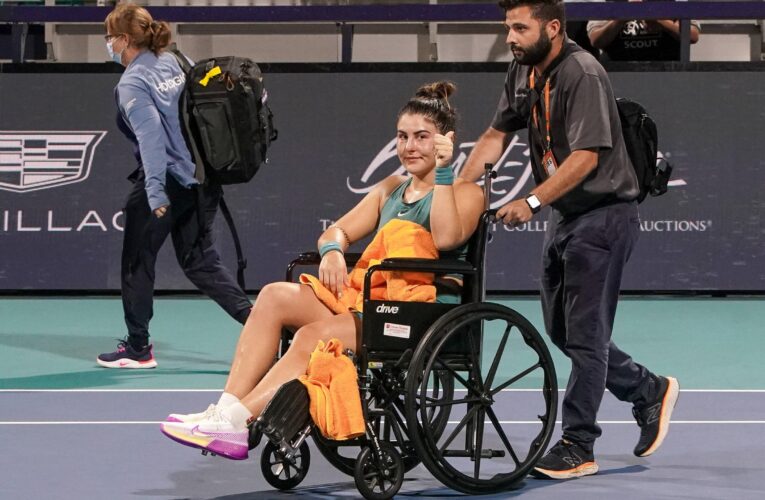 Bianca Andreescu gives injury update after leaving Miami Open match in a wheelchair – ‘Could’ve been much worse’